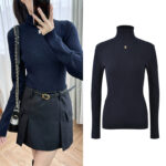 Women Turtleneck Sweater Simple Ribbed Slim Long Sleeve 2024 Early Autumn Female Knitted Bottoming Pullover 5240205