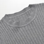 2025 autumn new contrast color stitching shirt sleeve pit stripes temperament slim fit round neck knitted T-shirt top - Image 4
