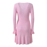 2025 Fall New Collection: V-neck design elegant fashionable and slim long-sleeved dress pink 5250398 - Image 3