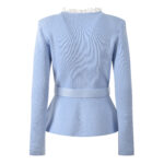 2025 Autumn-Winter New Model: French Aristocratic Diamond-Encrusted Lace-Pieced V-Neck Top with Belt, Elegant, Stylish, Slimming Effect 5250298 - Image 3