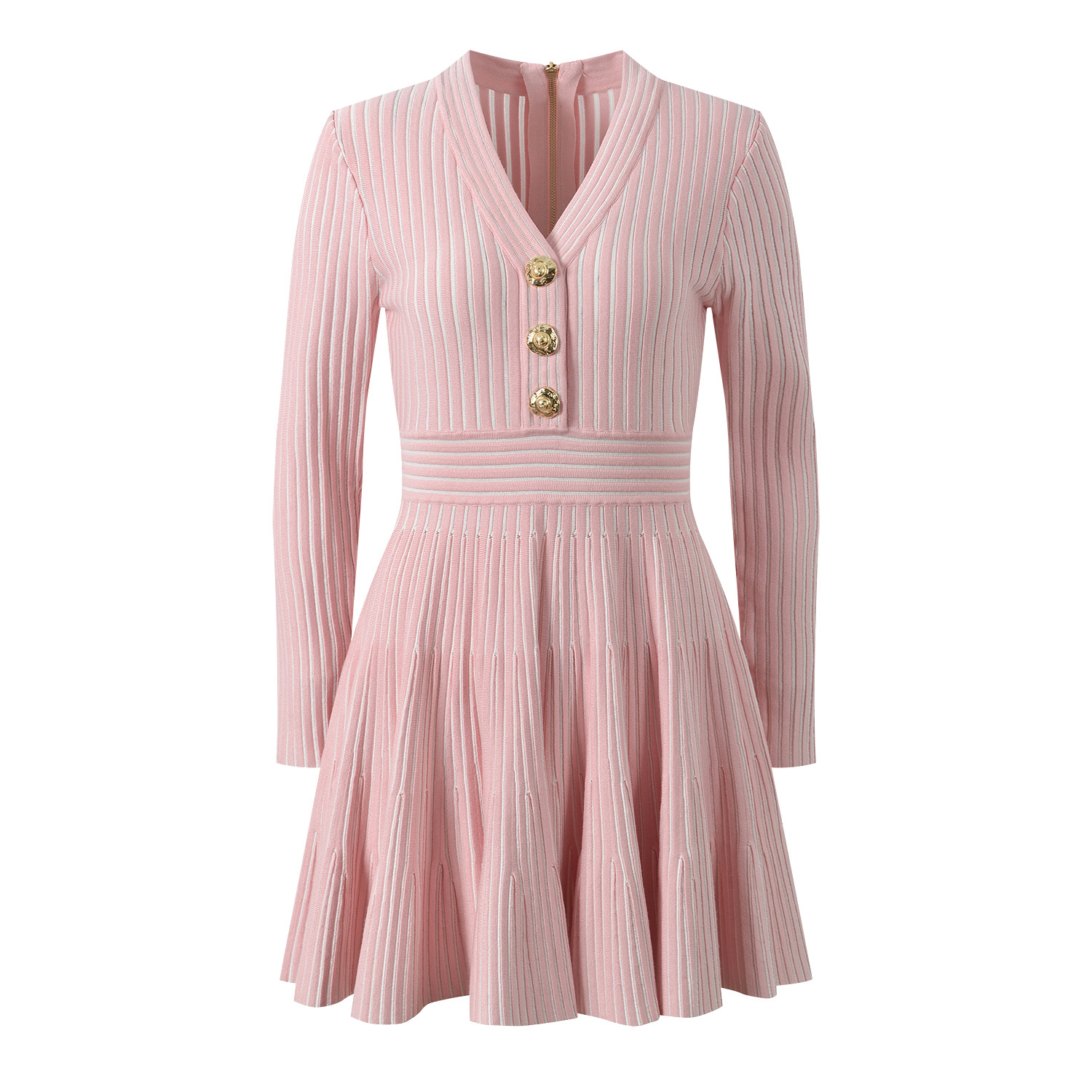 2025 Autumn/Winter New Style French Chic Little Black Dress with V-neck, Metal Buckle, Slimming Waistline, Elegance and Grace, Long Sleeve - Image 2