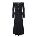 2025 Fall-Winter New Model: French Elegance, One-Shoulder Design, Beaded Accents, Slim-Fit, Long Sleeve, Long Dress, Party Attire 5250332 - Image 2