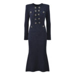 2025 Fall-Winter New Model: Elegant, Chic, Graceful, Fashionable Round Neck Double-Button Slim-Fit Skinny Dress 5250297 - Image 2