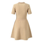 2025 Summer New Fashion French Noblewoman V-Neck Metal Button Elegant Stylish Slim-Fit Short Sleeve Lace Dress - Image 3