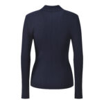 2025 Fall New Fashion French Niche Design Deep Blue Ribbed Knot Floral Reversible Collar Slim Fit Knit Hoodie  5250326 - Image 3