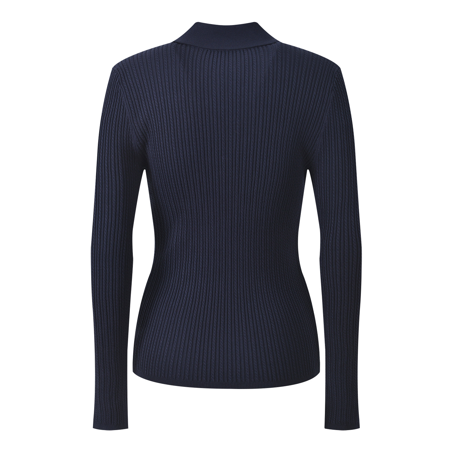 2025 Fall New Fashion French Niche Design Deep Blue Ribbed Knot Floral Reversible Collar Slim Fit Knit Hoodie 5250326 - Image 3