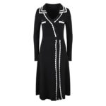 2024 Spring French Elegant V-neck Black Knitted Dress, High Grade Long Sleeve Bottom Skirt, Long Skirt 5230413 - Image 2