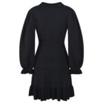 2025 summer temperament slimming lantern sleeve V-neck dress long sleeved hollow high waisted short skirt - Image 3