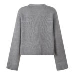2025 Autumn-Winter New Model: Stylish, Gray, Elegant, Fashionable, Commuter-Friendly, Short-Length, Round Neck Cardigan 5250362 - Image 3