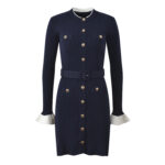 2025 Fall New Model: Elegant, Stylish, Slim Fit, Color-Blocking, Round Neck, Single Row Button, Including Belt, Long Sleeve Lace Dress 5250350 - Image 2
