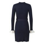 2025 Fall New Model: Elegant, Stylish, Slim Fit, Color-Blocking, Round Neck, Single Row Button, Including Belt, Long Sleeve Lace Dress 5250350 - Image 3