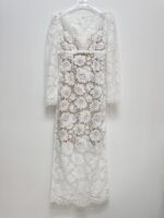 2025 Autumn-Winter New Model: Pure White Long-Sleeve V-Neck Lace Dress - Image 2