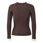 2025 Fall-Winter New Style Slim Fit Color-Blocking Round Neck Knit Top, Elegant, Stylish, Suitable for Work, Versatile, Undergarment, Top Layer 5250345 - Image 3