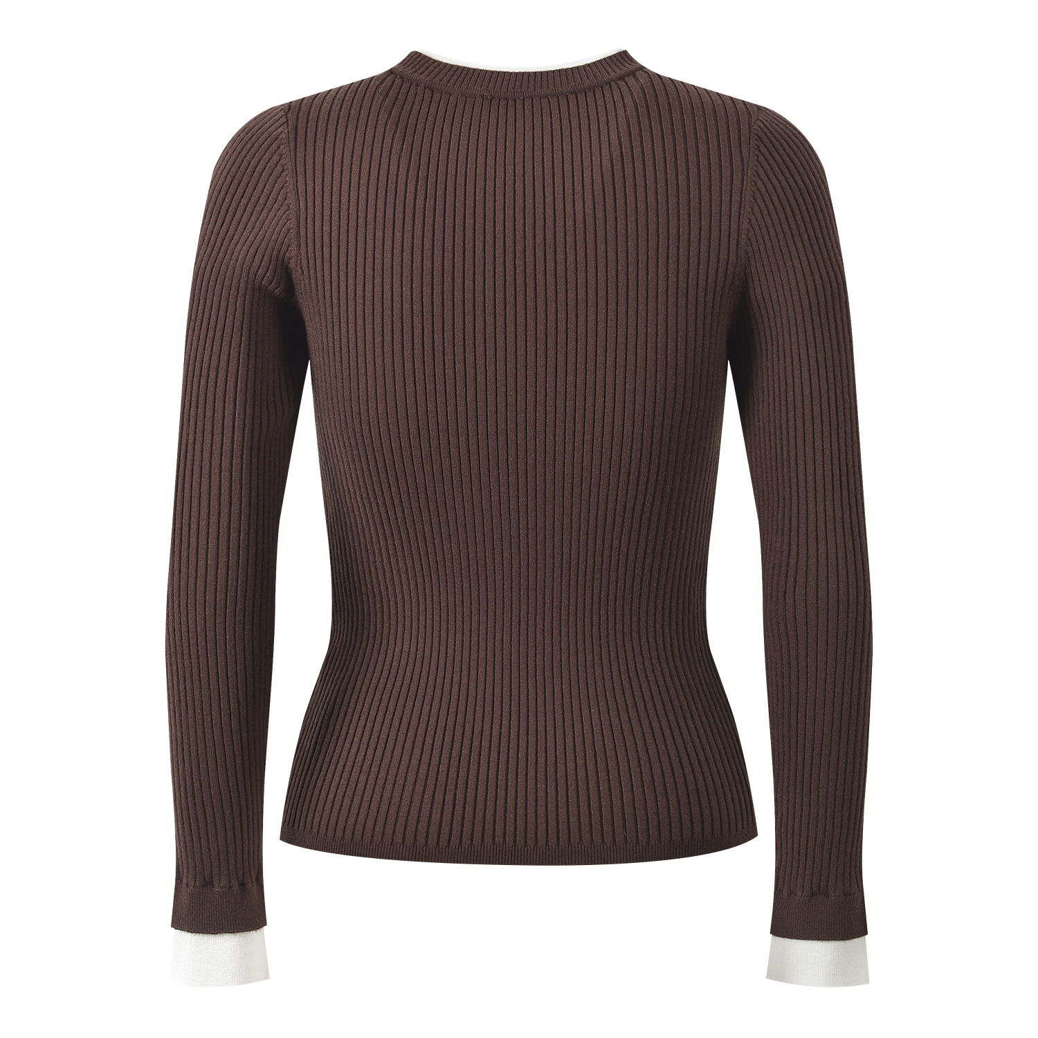 2025 Fall-Winter New Style Slim Fit Color-Blocking Round Neck Knit Top, Elegant, Stylish, Suitable for Work, Versatile, Undergarment, Top Layer 5250345 - Image 3