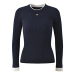 2025 Fall-Winter New Style Slim Fit Color-Blocking Round Neck Knit Top, Elegant, Stylish, Suitable for Work, Versatile, Undergarment, Top Layer 5250345 - Image 4