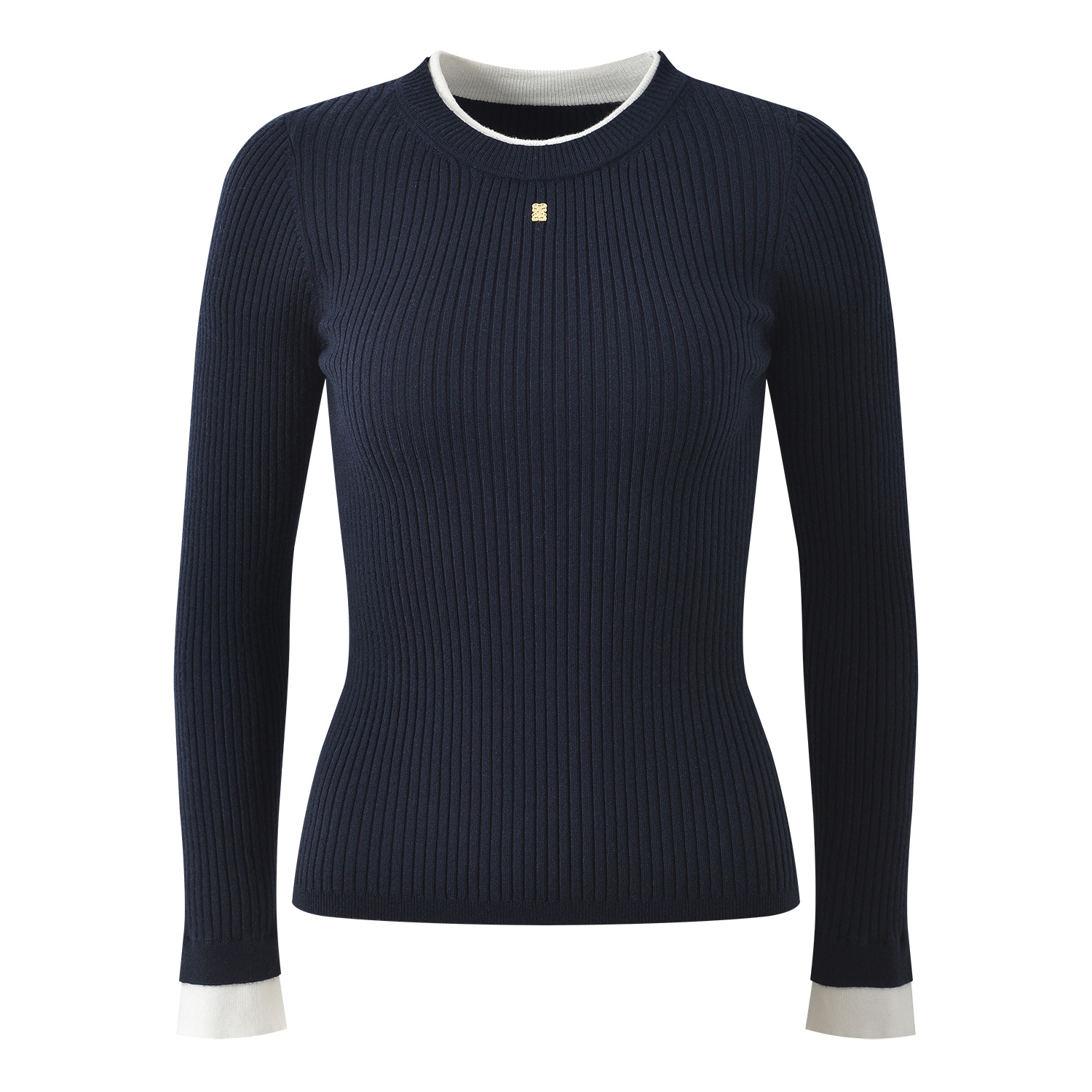 2025 Fall-Winter New Style Slim Fit Color-Blocking Round Neck Knit Top, Elegant, Stylish, Suitable for Work, Versatile, Undergarment, Top Layer 5250345 - Image 4