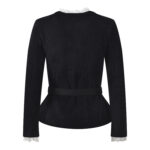 2025 Autumn/Winter New Lace Splicing Collar, Diamond Decoration, Button Style, Tailored and Slim, Black Top with Belt included - Image 3