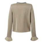 2025 Autumn/Winter New Light Luxury Diamond Jewelry Round Neck Four Pocket Design Fashionable and Versatile Horn Sleeve Top Coat - Image 3