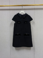 25 Autumn/Winter New French Fashionable Detachable Bead Square Collar Short Sleeve Coarse Floral Straight Tube Dress - Image 2