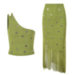 Summer 2025 mature socialite Fan Nai style dress with tassel tea, playful and lively tea atmosphere, two piece set dress for women to reduce age - Image 4