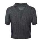 2025 autumn new collar flower embroidery slim fit slimming and age reducing fashion versatile short sleeved knitted T-shirt top - Image 3