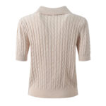 Autumn and winter 2025 new polo collar tie hemp pattern fashion age reducing gentle style short sleeve sweater top - Image 3