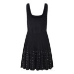 2025 Autumn/Winter New French Black Folded Skirt Imitation Diamond Slimming and Slimming U Neck Tank Top Knitted Dress - Image 2