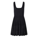 2025 Autumn/Winter New French Black Folded Skirt Imitation Diamond Slimming and Slimming U Neck Tank Top Knitted Dress - Image 3