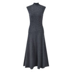 French socialite heavy industry hot stamping diamond slimming and slimming temperament fashionable and elegant gray sleeveless dress long skirt - Image 2