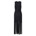 2025 autumn and winter new French fashion patchwork imitation diamond tassel skirt black sleeveless knitted vest dress - Image 3