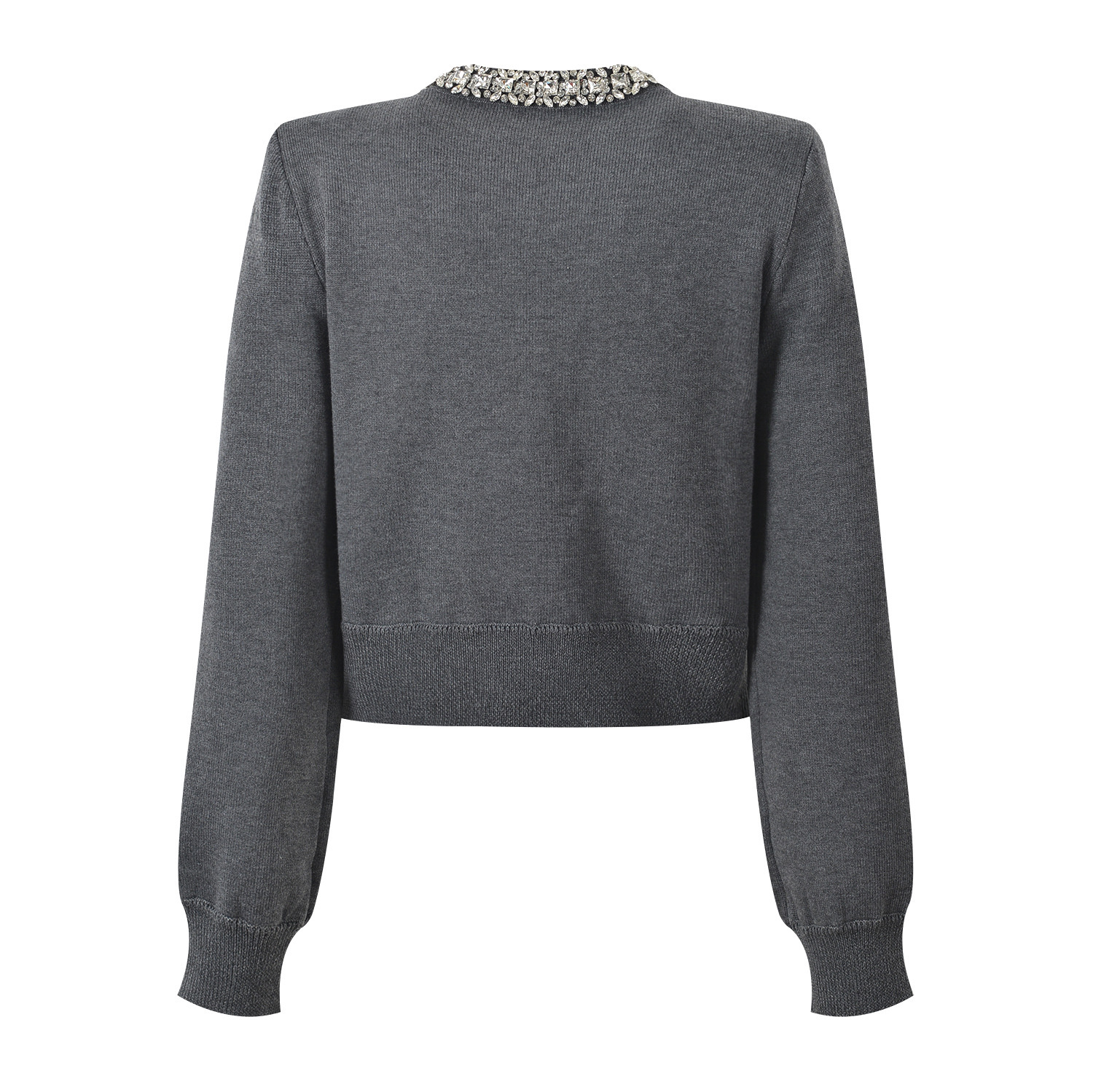 2025 autumn and winter new French style small fragrance heavy industry diamond decoration round neck short knitted jacket+half skirt set - Image 3