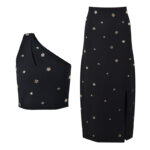 Small niche design floral pendant off shoulder tank top split high waisted skirt set 2024 summer new item - Image 4