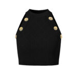 French style socialite elastic slimming set for summer 2025, new metal buckle vest+half skirt - Image 4