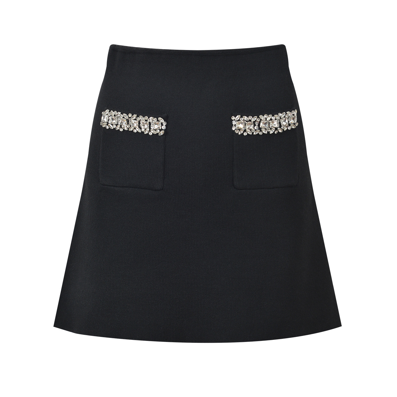 2025 autumn and winter new French style small fragrance heavy industry diamond decoration round neck short knitted jacket+half skirt set - Image 5