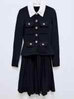 Qianjin style black lapel diamond embellished knitted dress, women's new style mid Dresses - Image 2