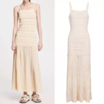 2025 summer new French style small fragrance temperament hollow pattern slim fit and slimming suspender knitted dress