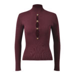 2025 Winter New French Chiffon High-Collar Knit Top with Sheer Cutouts for Slimming and Body-Conforming Fit - Image 2