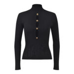 2025 Winter New French Chiffon High-Collar Knit Top with Sheer Cutouts for Slimming and Body-Conforming Fit - Image 4