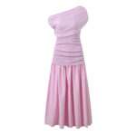 2026 Spring/Summer New Style Fashionable Slimming and Sensual Sleeveless Slant Collar Single Shoulder Folded Skirt Dress - Image 2