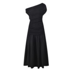 2026 Spring/Summer New Style Fashionable Slimming and Sensual Sleeveless Slant Collar Single Shoulder Folded Skirt Dress - Image 4