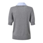 2026 Spring/Summer New Style Fake Two piece Shirt Collar Nail Bead Flower Short sleeved Top Fashionable Age reducing Versatile Knitted T-shirt - Image 3