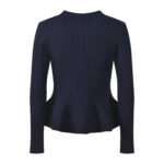 2025 autumn and winter new V-neck ruffled hem, cinched waist to show slimming temperament, fashionable and elegant knitted cardigan top - Image 3