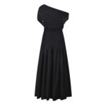 2026 Spring/Summer New Style Fashionable Slimming and Sensual Sleeveless Slant Collar Single Shoulder Folded Skirt Dress - Image 5