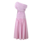 2026 Spring/Summer New Style Fashionable Slimming and Sensual Sleeveless Slant Collar Single Shoulder Folded Skirt Dress - Image 3