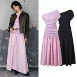 2026 Spring/Summer New Style Fashionable Slimming and Sensual Sleeveless Slant Collar Single Shoulder Folded Skirt Dress