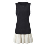 2026 spring/summer new design sense, contrasting color splicing, pleated skirt hem temperament, fashionable and elegant sleeveless dress - Image 2
