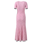2026 Summer New Collection: French Chic Style, Flowing Silhouette, Slim-Fit, Contrast Colors, Lace-Embellished, Short-Sleeve, Mid-Length Dress - Image 3