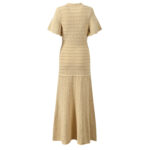 2026 Spring and Summer New Collection: Apricot-colored, Lace-Embellished, Single-Button Dress with Elegant Style, Slim Fit, Round Neck, Long Length 6260095 - Image 3