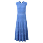 2026 Spring/Summer New Design: Lace-Embellished Diamond Patterned Wave Design, Openwork, Blue, Round Neck, Sleeveless Dress for Women 5250539 - Image 2