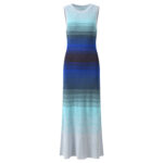 2026 Spring and Summer New Collection: Gradient Blue, Elegant, Stylish, Slim Fit, Round Neck, Sleeveless, Long-Length Knit Dress  6260090 - Image 2